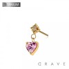 IMPLANT GRADE TITANIUM THREADLESS PUSH IN STARBURST CZ HEART DANGLE TOP PART